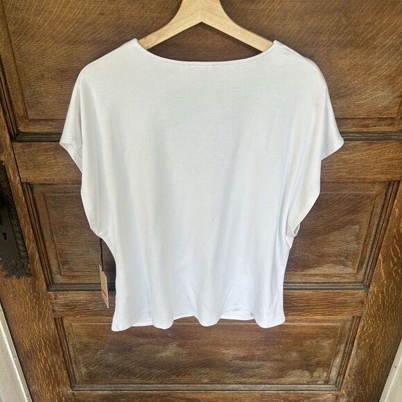 Halogen Release Pleat White Top Ruching Twist Front V Neck Size 2X - Picture 3 of 10